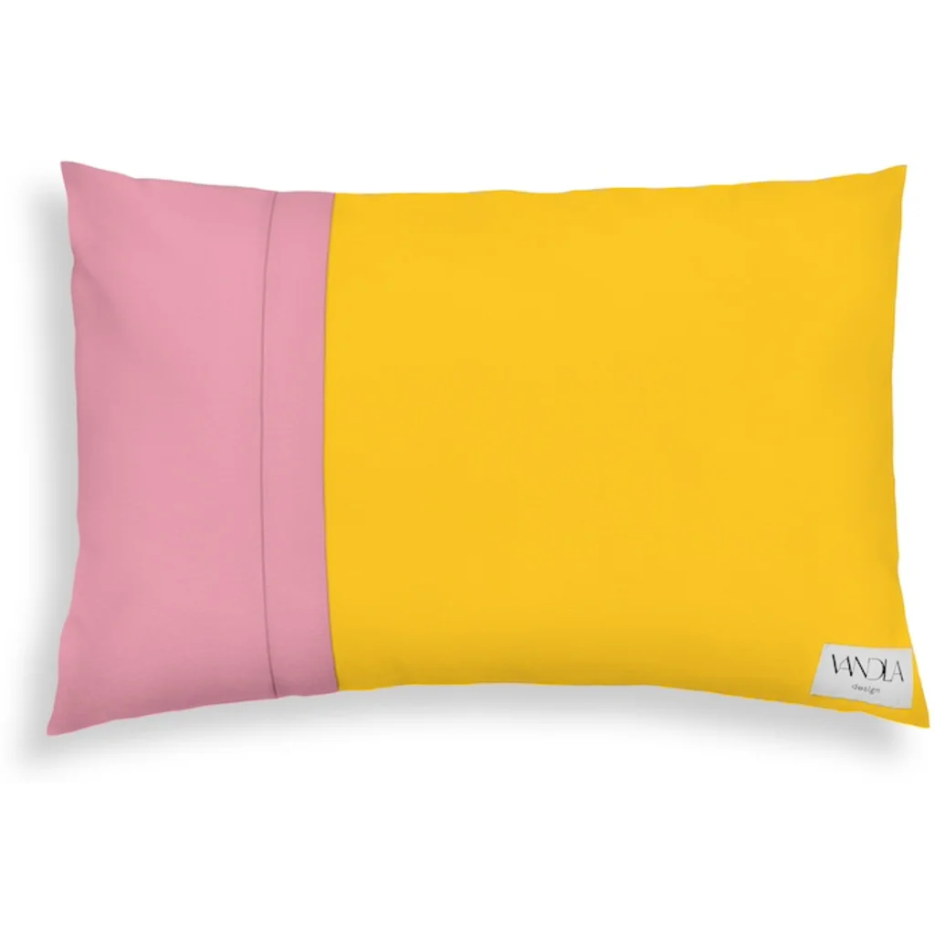 Modulare Kissenhülle rechteckig Farbkombinationen mit Gelb in Gelb+Altrosa Gelb+Rosa von Vandla design Größe 40x60 cm