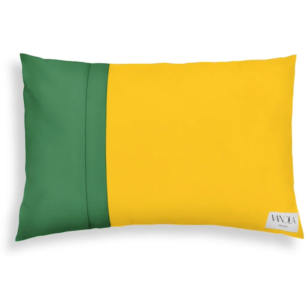 Modulare Kissenhülle rechteckig Farbkombinationen mit Gelb in Gelb+Grün von Vandla design Größe 40x60 cm