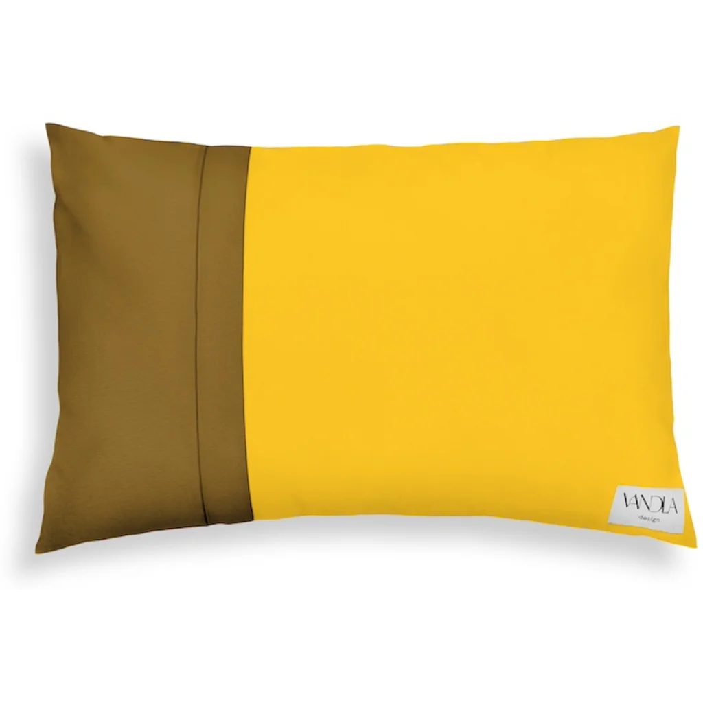 Modulare Kissenhülle rechteckig Farbkombinationen mit Gelb in Gelb+Hellbraun Gelb+Braun von Vandla design Größe 40x60 cm