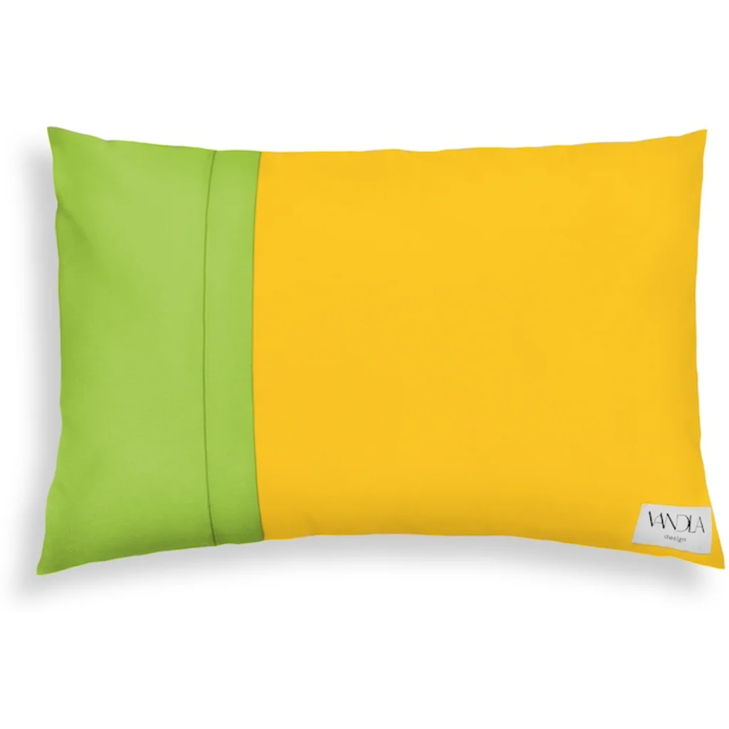 Modulare Kissenhülle rechteckig Farbkombinationen mit Gelb in Gelb+Limette Gelb+Grün von Vandla design Größe 40x60 cm