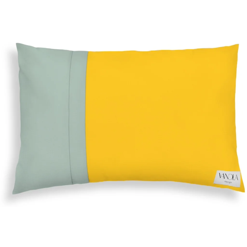 Modulare Kissenhülle rechteckig Farbkombinationen mit Gelb in Gelb+Mint Gelb+Grün von Vandla design Größe 40x60 cm