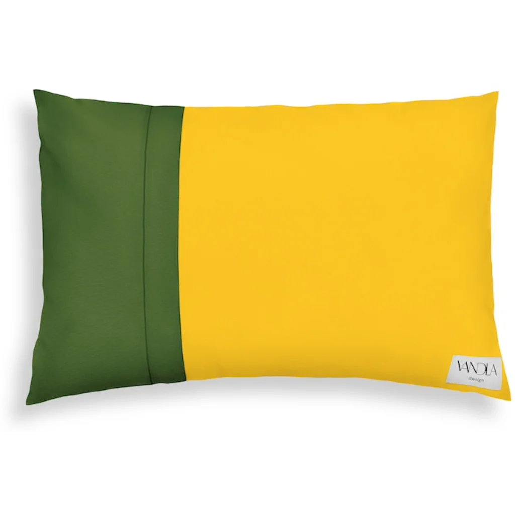 Modulare Kissenhülle rechteckig Farbkombinationen mit Gelb in Gelb+Waldgrün Gelb+Grün von Vandla design Größe 40x60 cm
