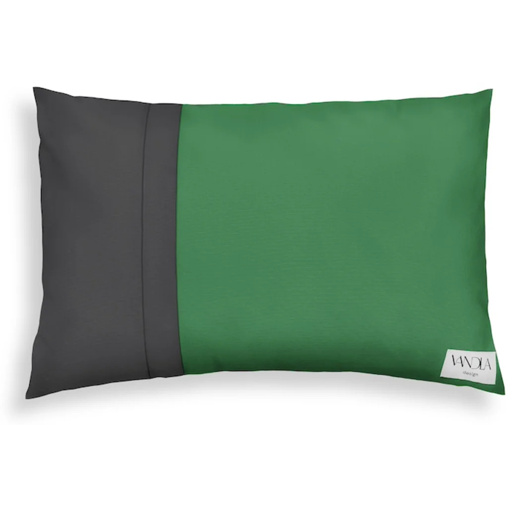 Modulare Kissenhülle rechteckig Farbkombinationen mit Grün in Grün+Anthrazit Grün+Grau von Vandla design Größe 40x60 cm