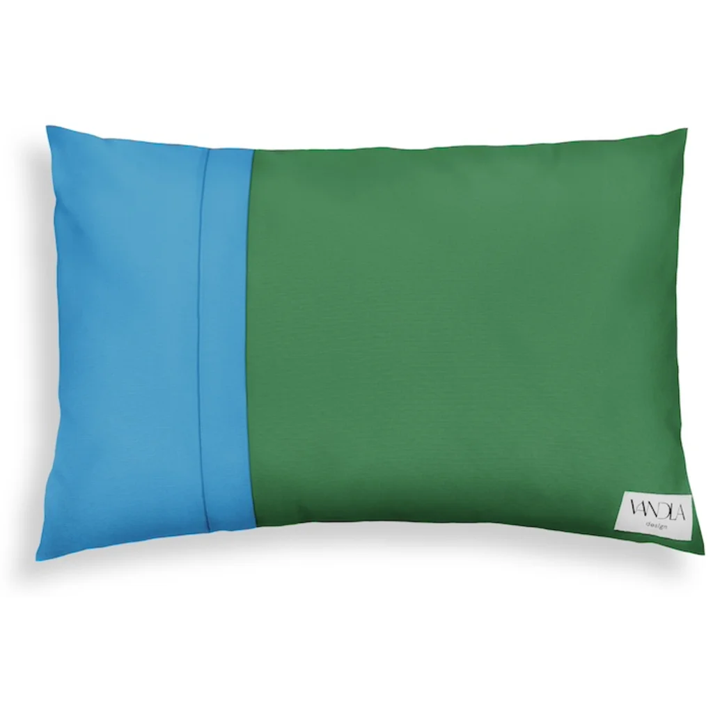 Modulare Kissenhülle rechteckig Farbkombinationen mit Grün in Grün+Atlantik Grün+Blau von Vandla design Größe 40x60 cm