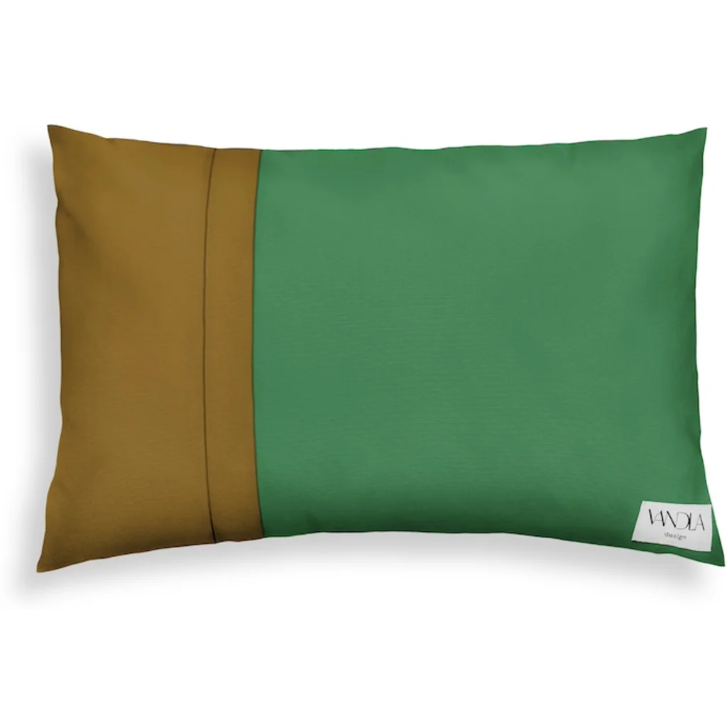 Modulare Kissenhülle rechteckig Farbkombinationen mit Grün in Grün+Hellbraun Grün+Braun von Vandla design Größe 40x60 cm