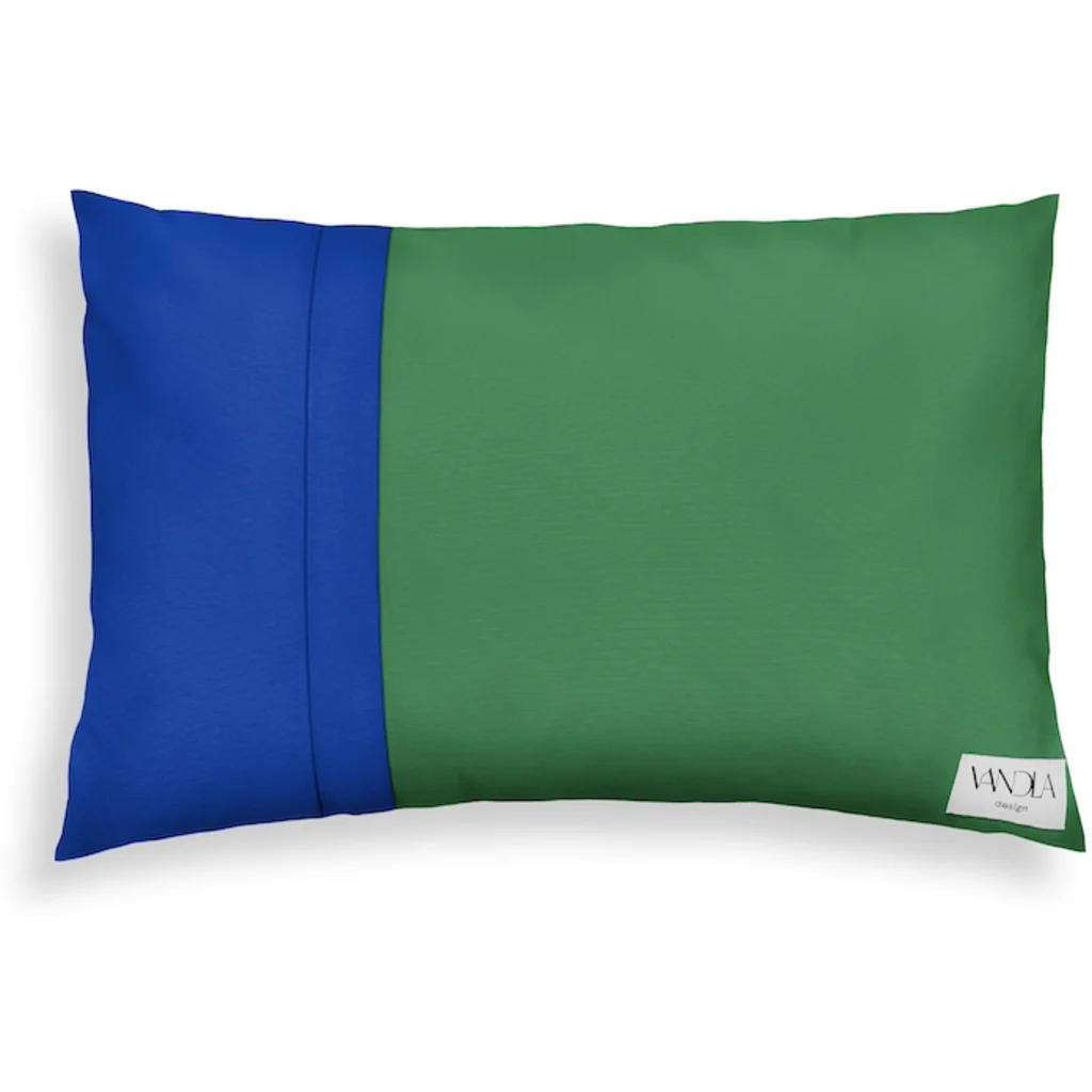 Modulare Kissenhülle rechteckig Farbkombinationen mit Grün in Grün+Kobalt Grün+Blau von Vandla design Größe 40x60 cm