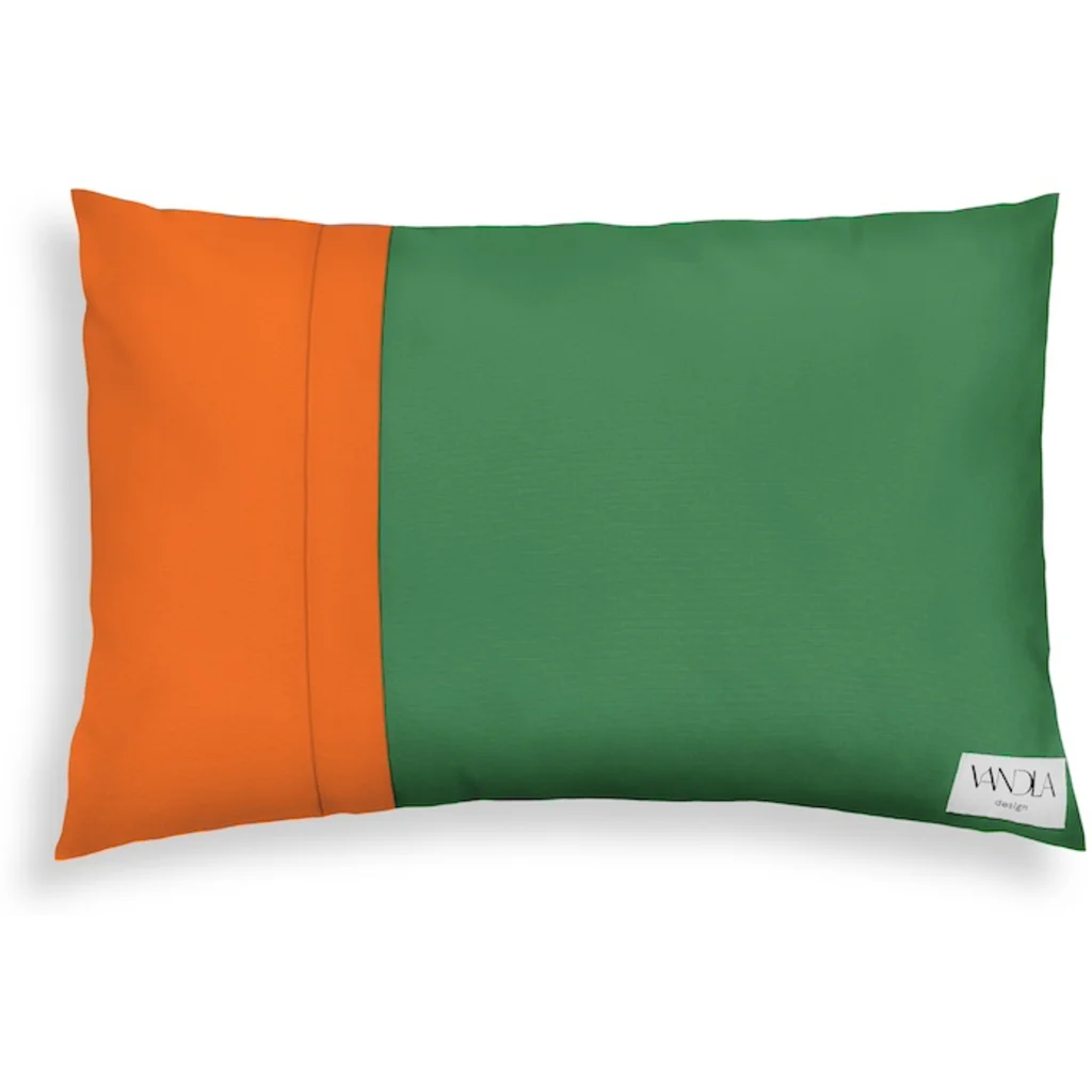 Modulare Kissenhülle rechteckig Farbkombinationen mit Grün in Grün+Orange von Vandla design Größe 40x60 cm