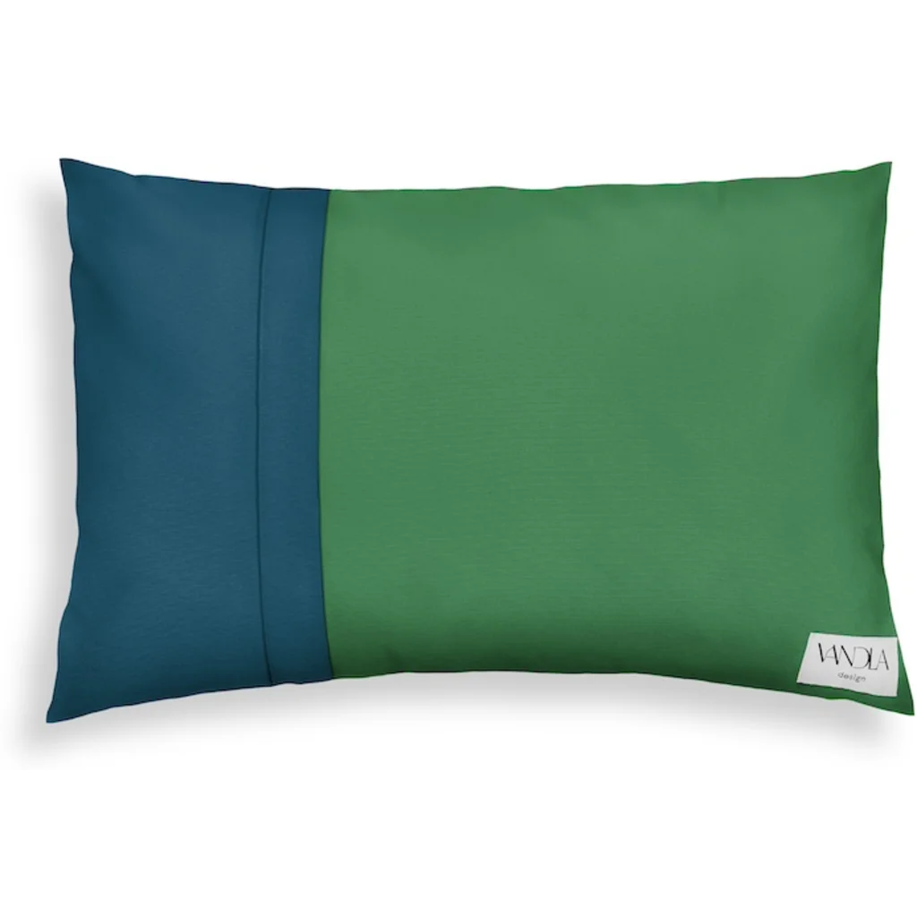 Modulare Kissenhülle rechteckig Farbkombinationen mit Grün in Grün+Petrol Grün+Blau von Vandla design Größe 40x60 cm