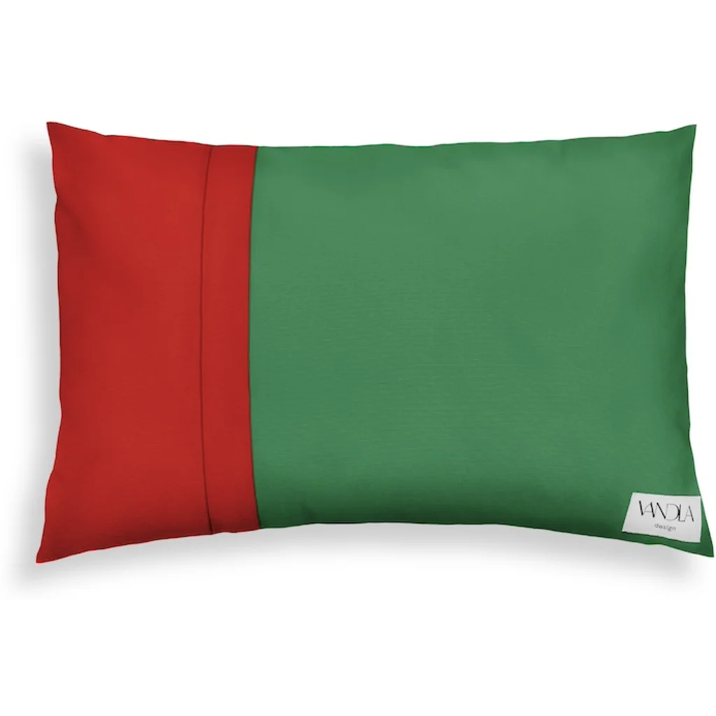 Modulare Kissenhülle rechteckig Farbkombinationen mit Grün in Grün+Rot von Vandla design Größe 40x60 cm