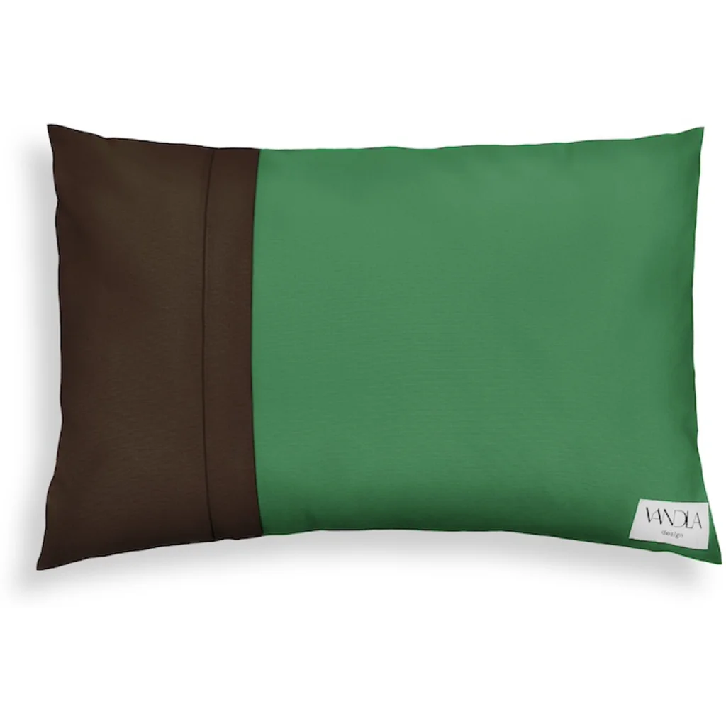 Modulare Kissenhülle rechteckig Farbkombinationen mit Grün in Grün+Schoko Grün+Braun von Vandla design Größe 40x60 cm