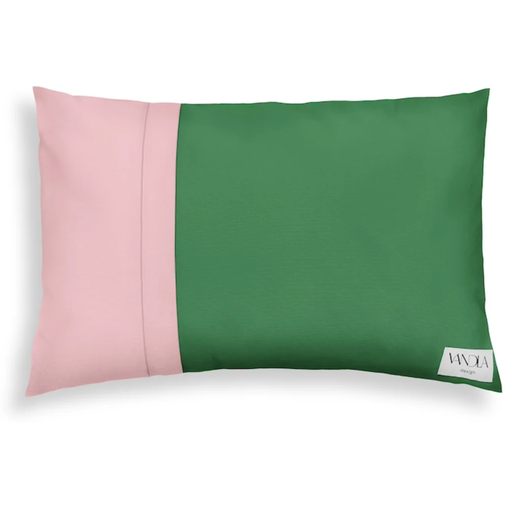 Modulare Kissenhülle rechteckig Farbkombinationen mit Grün in Grün+Zartrosa Grün+Rosa von Vandla design Größe 40x60 cm