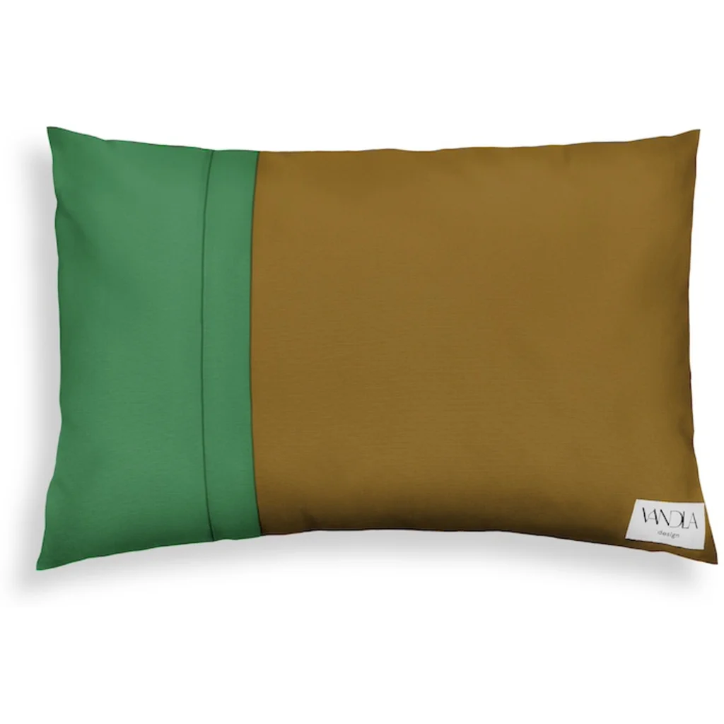 Modulare Kissenhülle rechteckig Farbkombinationen mit Hellbraun in Hellbraun+Grün Braun+Grün von Vandla design Größe 40x60 cm