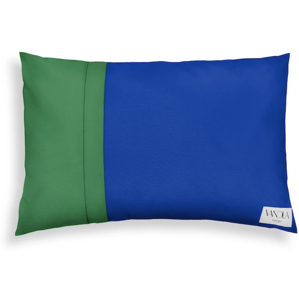 Modulare Kissenhülle rechteckig Farbkombinationen mit Kobalt in Kobalt+Grün Blau+Grün von Vandla design Größe 40x60 cm