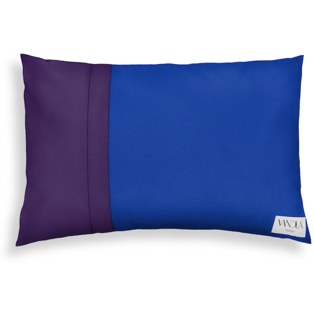 Modulare Kissenhülle rechteckig Farbkombinationen mit Kobalt in Kobalt+Lila Blau+Lila von Vandla design Größe 40x60 cm