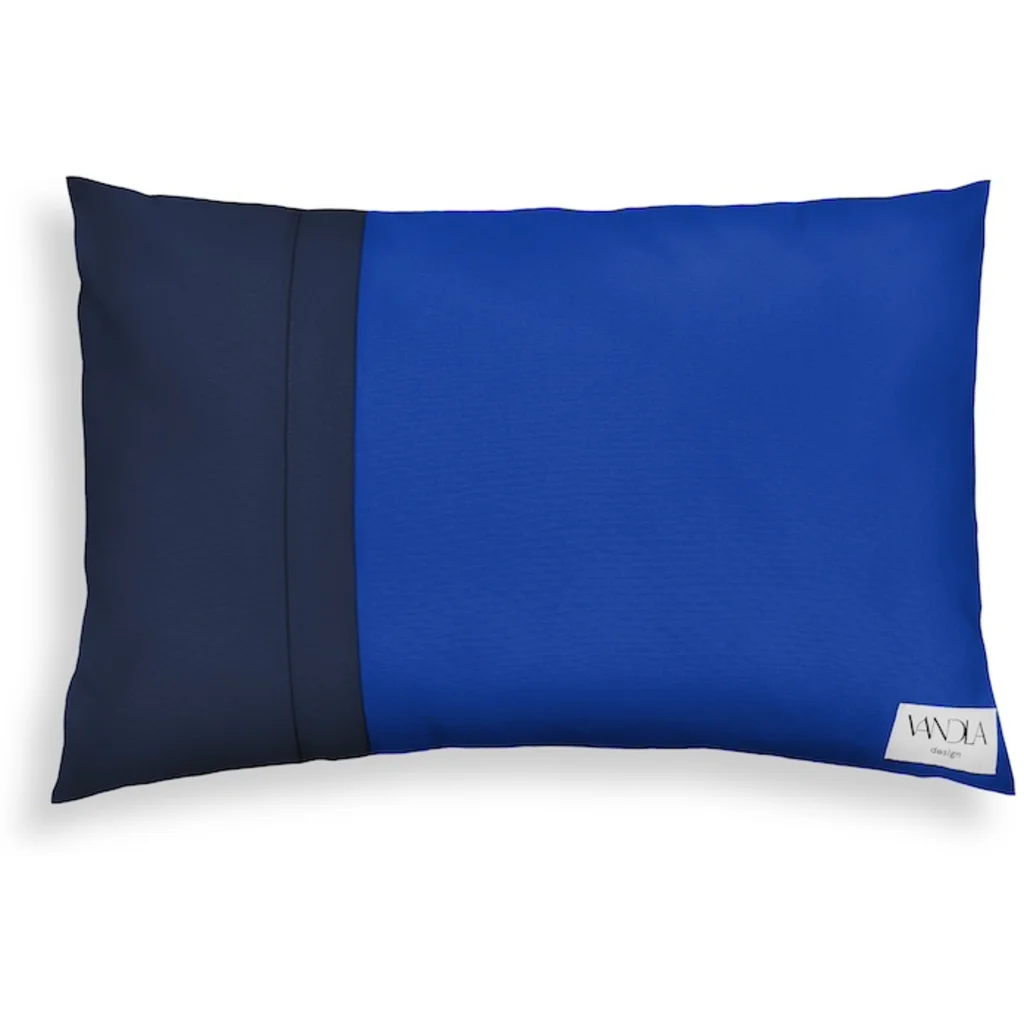 Modulare Kissenhülle rechteckig Farbkombinationen mit Kobalt in Kobalt+Marine Blau+Blau von Vandla design Größe 40x60 cm