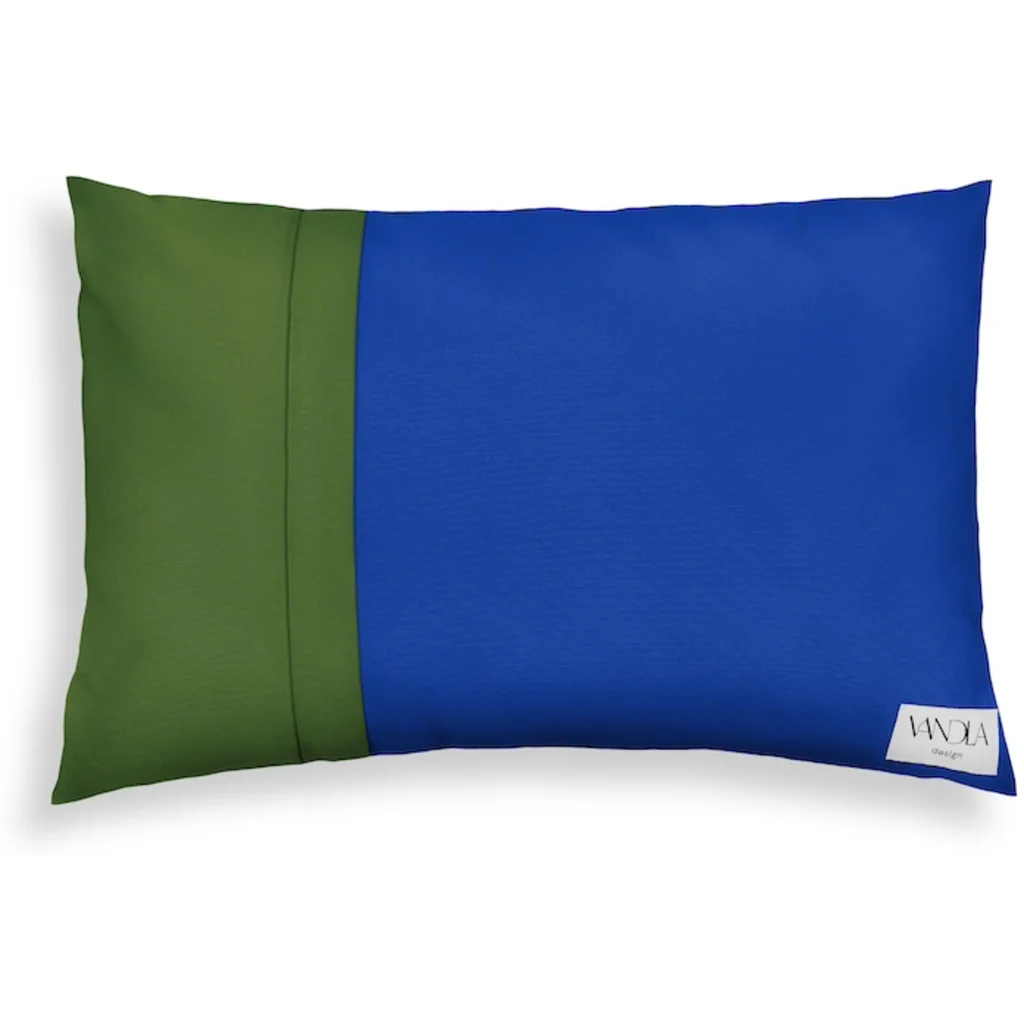 Modulare Kissenhülle rechteckig Farbkombinationen mit Kobalt in Kobalt+Waldgrün Blau+Grün von Vandla design Größe 40x60 cm