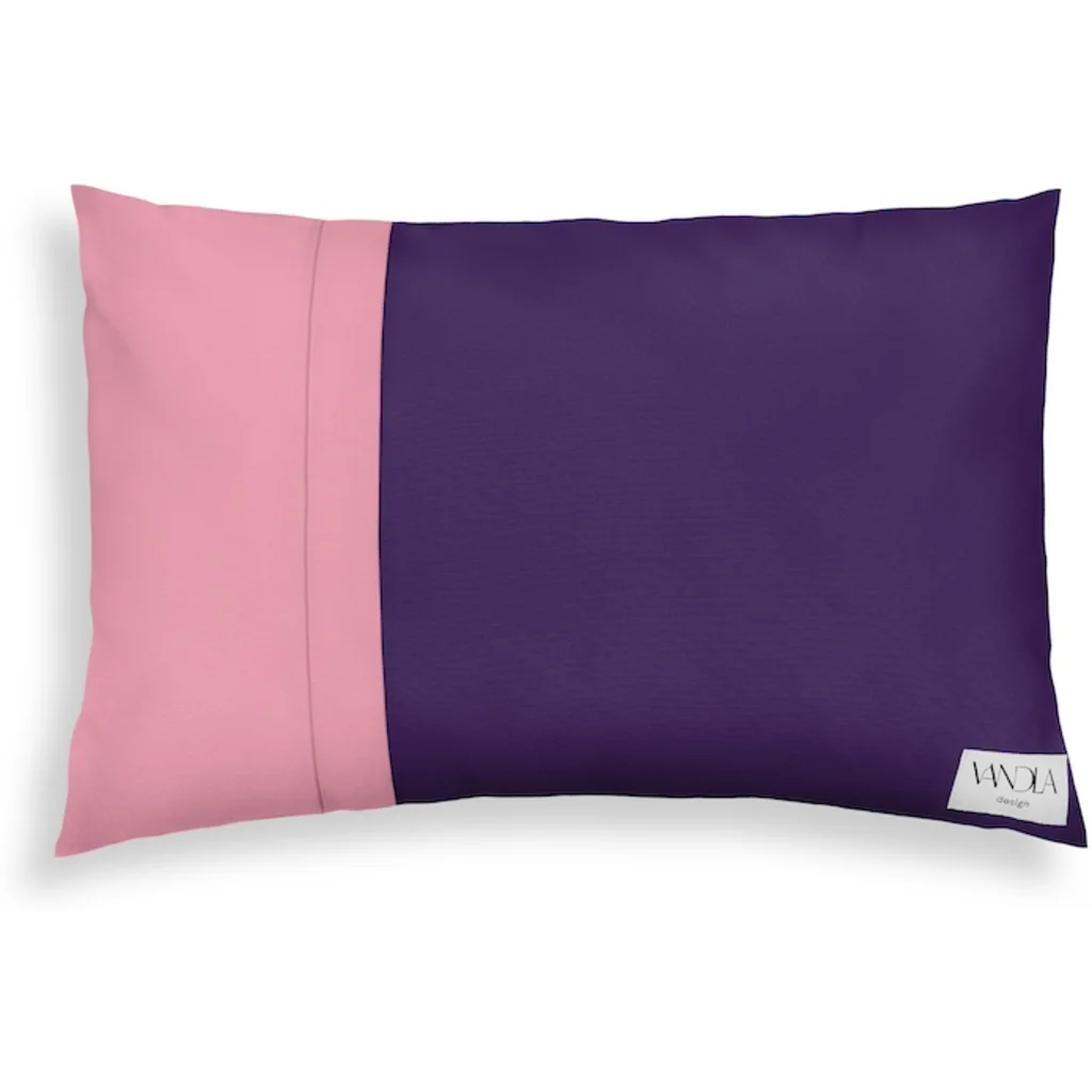 Modulare Kissenhülle rechteckig Farbkombinationen mit Lila in Lila+Altrosa Lila+Lila von Vandla design Größe 40x60 cm