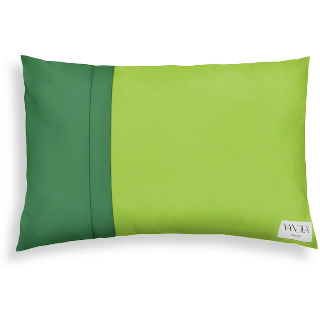 Modulare Kissenhülle rechteckig Farbkombinationen mit Limette in Limette+Grün Grün+Grün von Vandla design Größe 40x60 cm