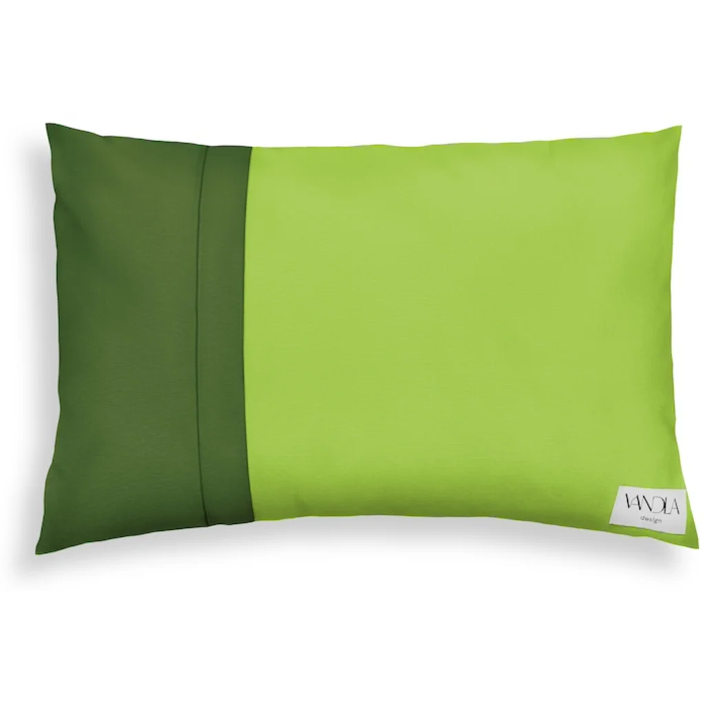 Modulare Kissenhülle rechteckig Farbkombinationen mit Limette in Limette+Waldgrün Grün+Grün von Vandla design Größe 40x60 cm