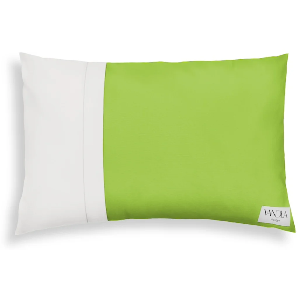 Modulare Kissenhülle rechteckig Farbkombinationen mit Limette in Limette+Weiß Grün+Weiß von Vandla design Größe 40x60 cm