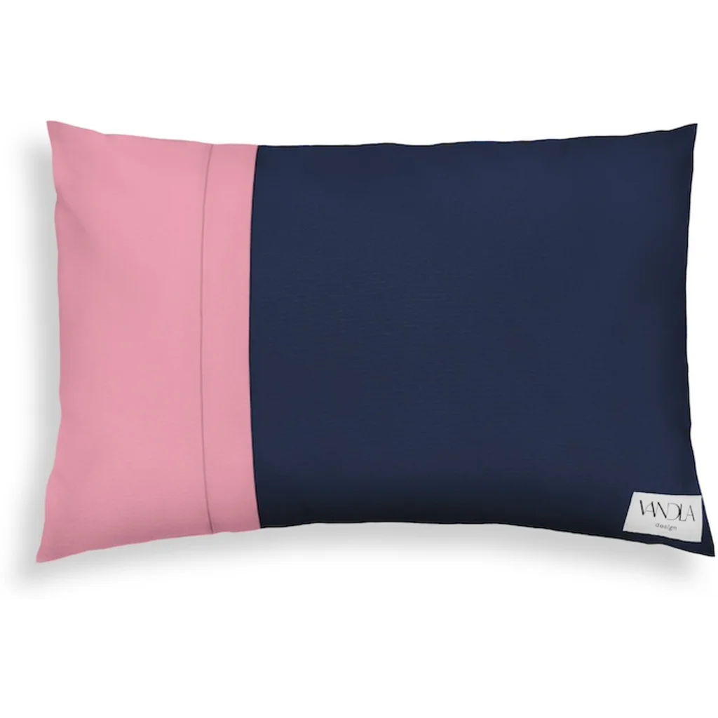 Modulare Kissenhülle rechteckig Farbkombinationen mit Marine in Marine+Altrosa Blau+Rosa von Vandla design Größe 40x60 cm