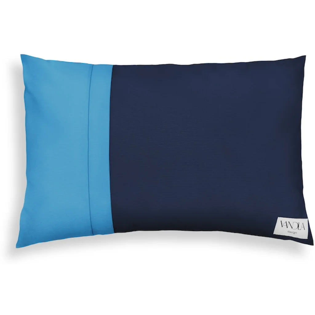 Modulare Kissenhülle rechteckig Farbkombinationen mit Marine in Marine+Atlantik Blau+Blau von Vandla design Größe 40x60 cm