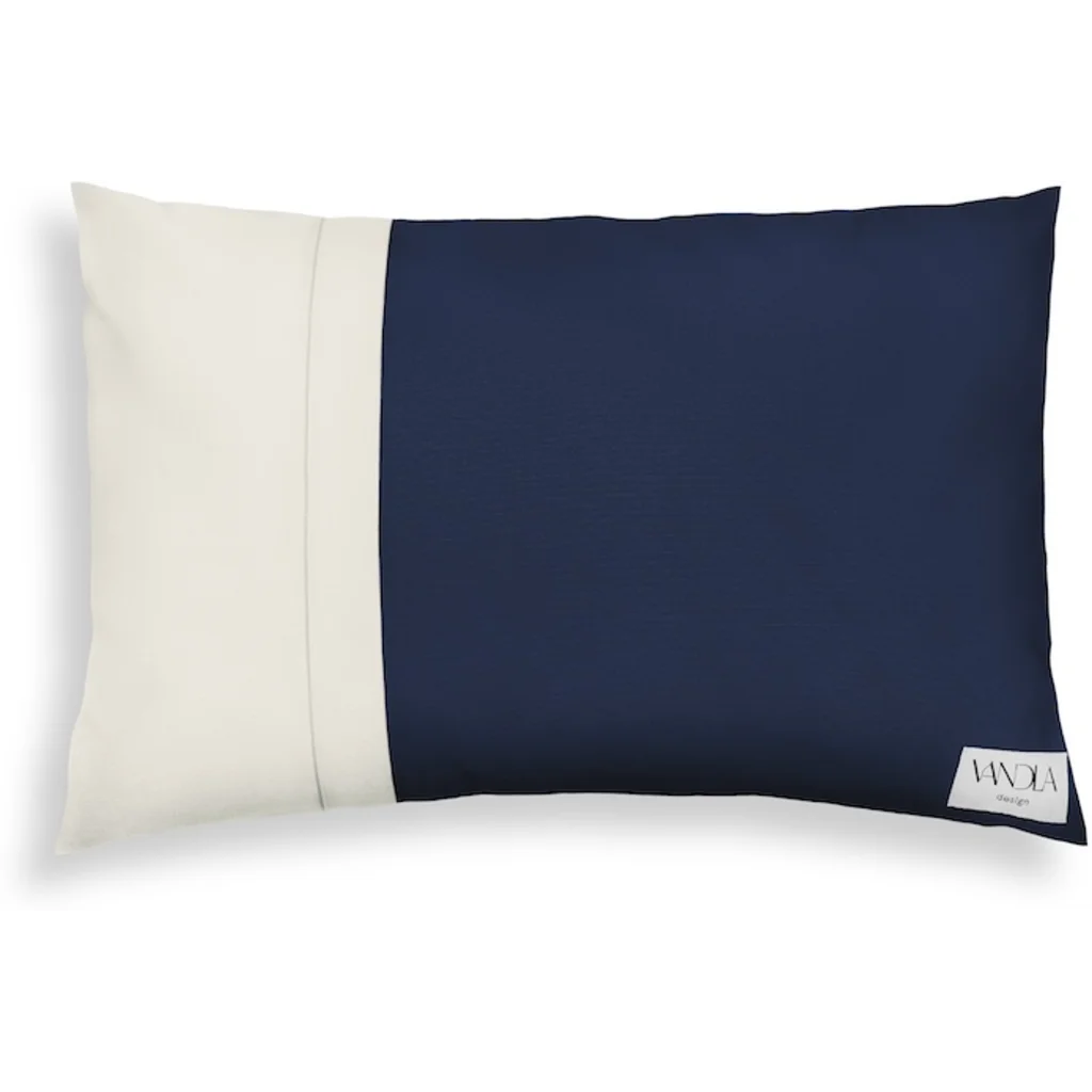 Modulare Kissenhülle rechteckig Farbkombinationen mit Marine in Marine+Creme Blau+Creme von Vandla design Größe 40x60 cm
