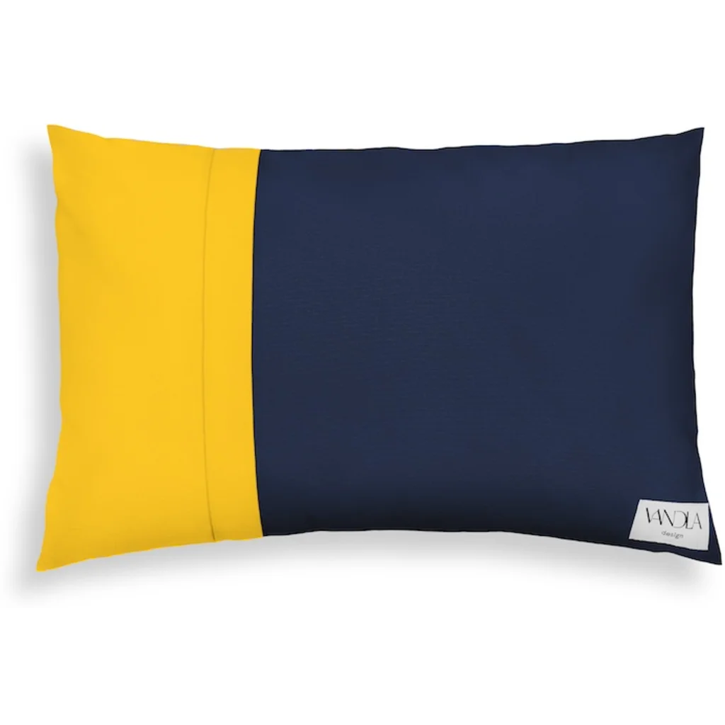 Modulare Kissenhülle rechteckig Farbkombinationen mit Marine in Marine+Gelb Blau+Gelb von Vandla design Größe 40x60 cm