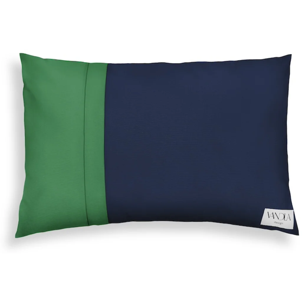 Modulare Kissenhülle rechteckig Farbkombinationen mit Marine in Marine+Grün Blau+Grün von Vandla design Größe 40x60 cm