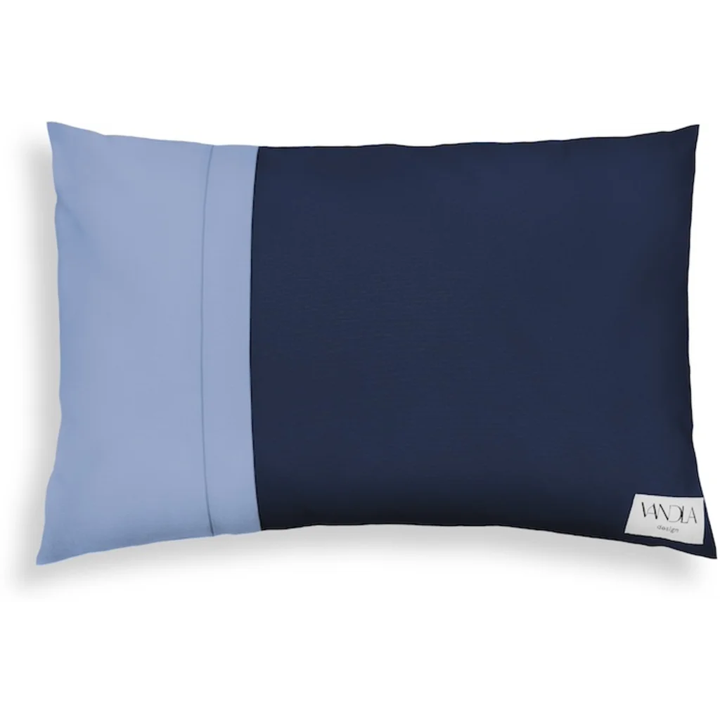 Modulare Kissenhülle rechteckig Farbkombinationen mit Marine in Marine+Jeansblau Blau+Blau von Vandla design Größe 40x60 cm