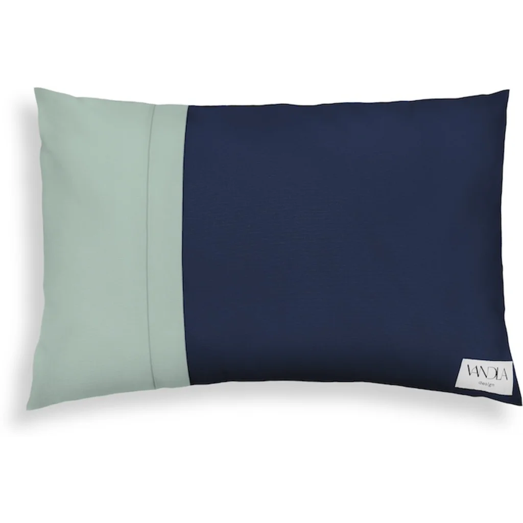 Modulare Kissenhülle rechteckig Farbkombinationen mit Marine in Marine+Mint Blau+Grün von Vandla design Größe 40x60 cm