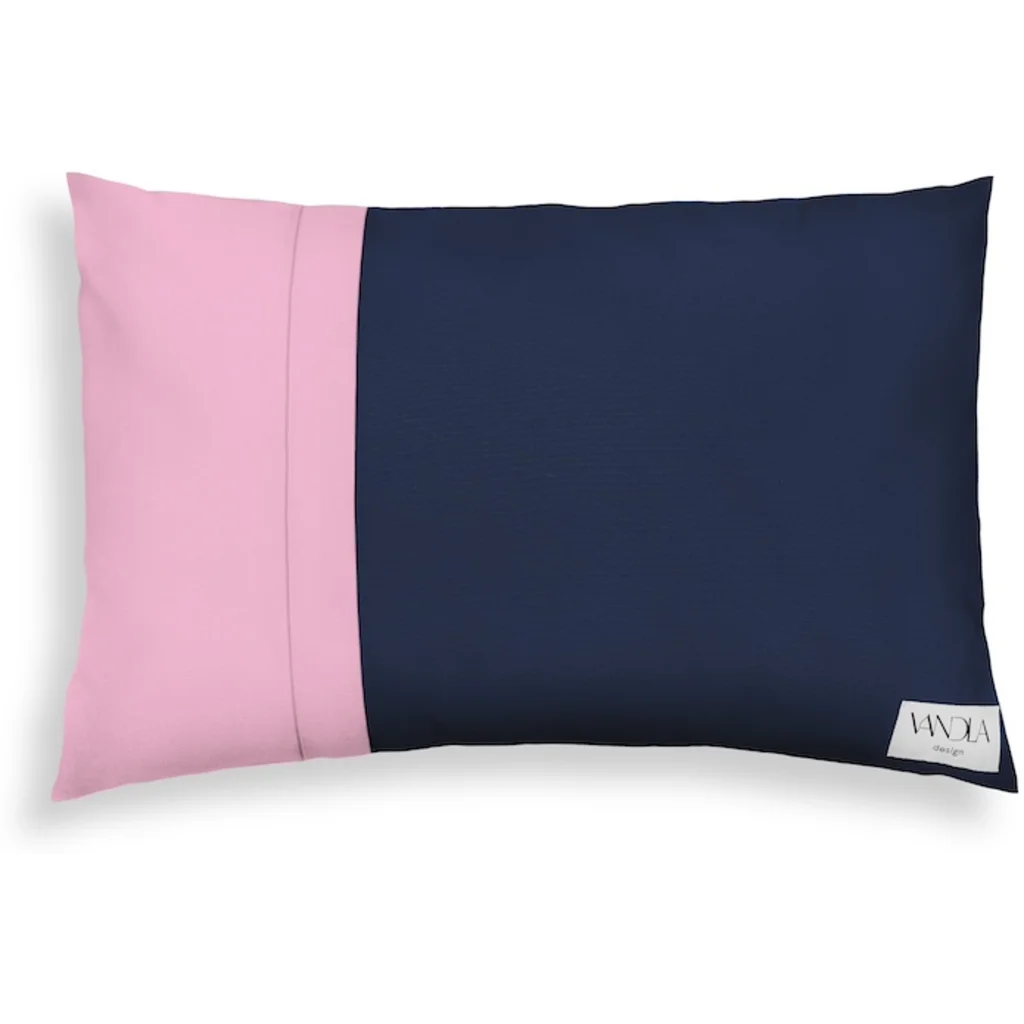 Modulare Kissenhülle rechteckig Farbkombinationen mit Marine in Marine+Pink Blau+Pink von Vandla design Größe 40x60 cm