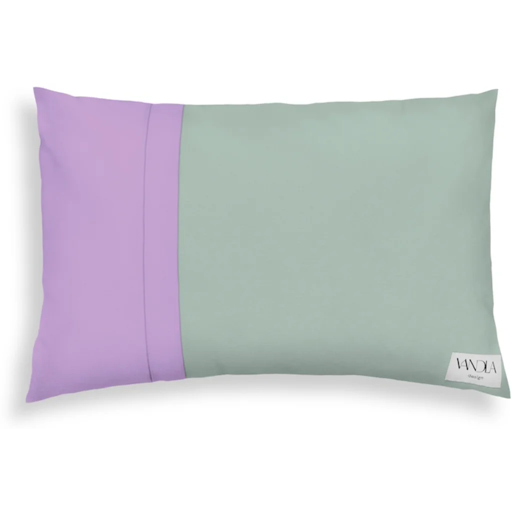 Modulare Kissenhülle rechteckig Farbkombinationen mit Mint in Mint+Flieder Grün+Flieder von Vandla design Größe 40x60 cm
