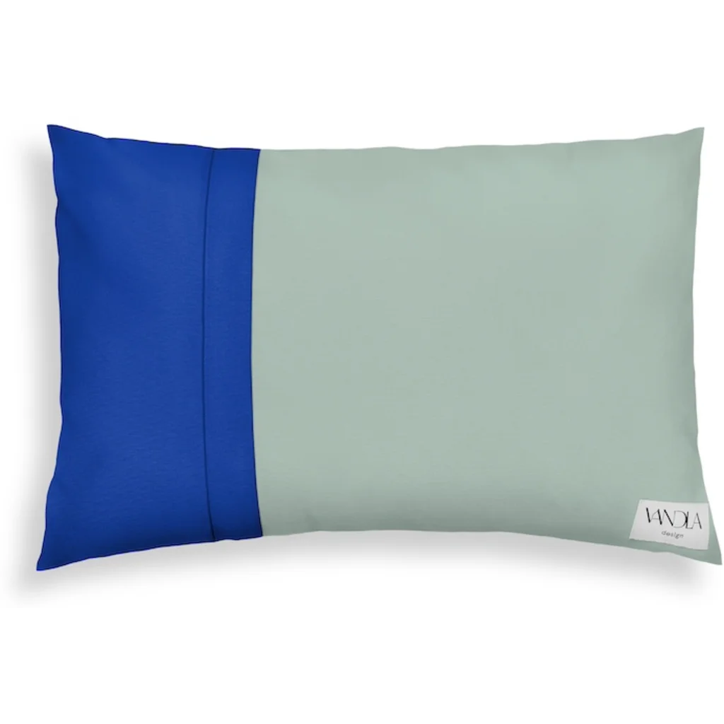 Modulare Kissenhülle rechteckig Farbkombinationen mit Mint in Mint+Kobalt Grün+Blau von Vandla design Größe 40x60 cm
