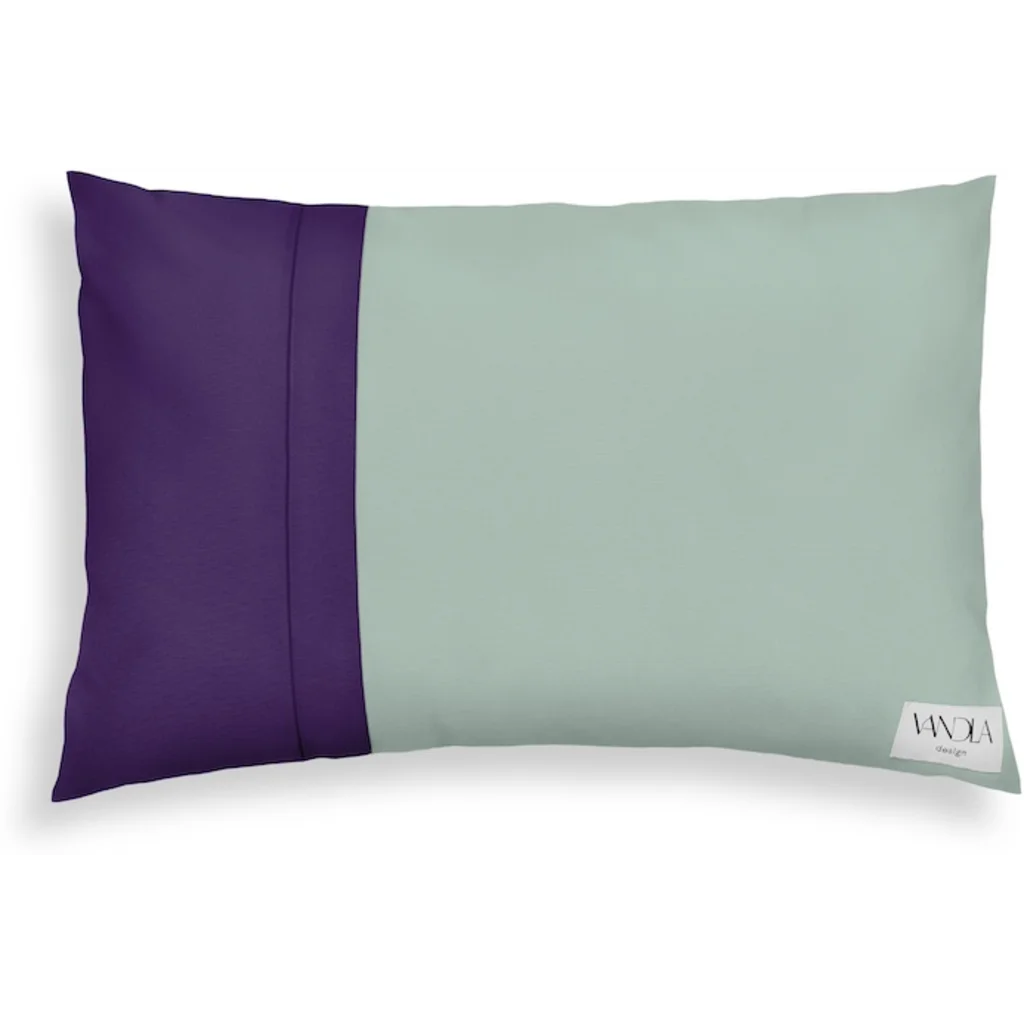 Modulare Kissenhülle rechteckig Farbkombinationen mit Mint in Mint+Lila Grün+Lila von Vandla design Größe 40x60 cm