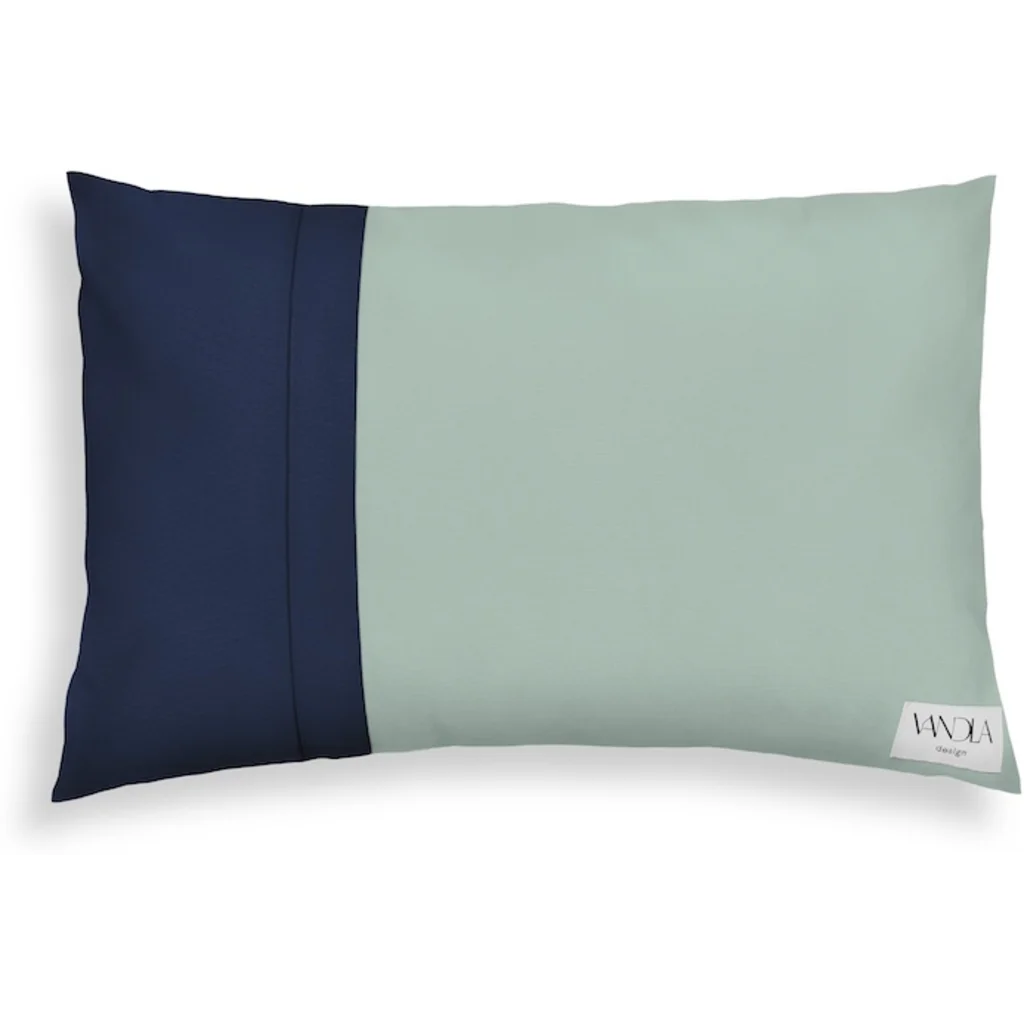 Modulare Kissenhülle rechteckig Farbkombinationen mit Mint in Mint+Marine Grün+Blau von Vandla design Größe 40x60 cm