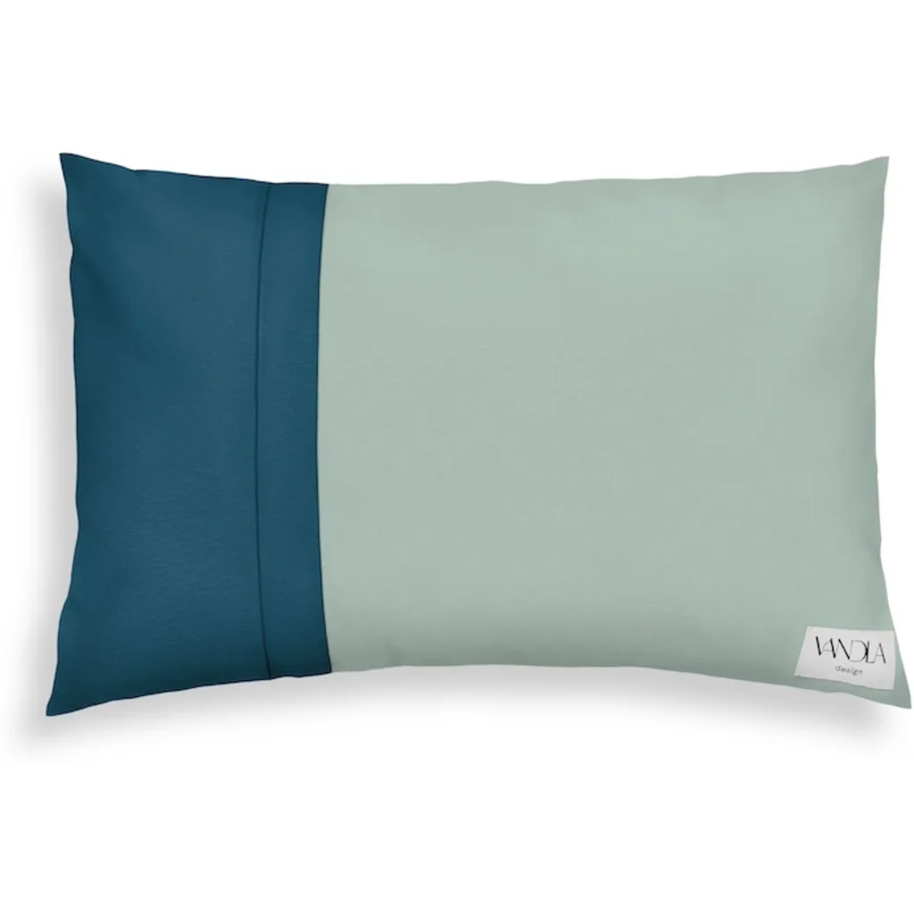 Modulare Kissenhülle rechteckig Farbkombinationen mit Mint in Mint+Petrol Grün+Blau von Vandla design Größe 40x60 cm