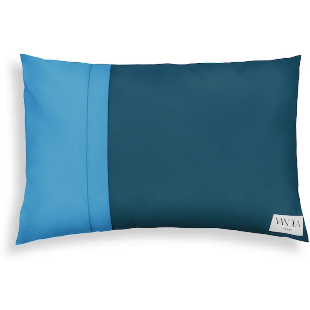 Modulare Kissenhülle rechteckig Farbkombinationen mit Petrol in Petrol+Atlantik Blau+Blau von Vandla design Größe 40x60 cm