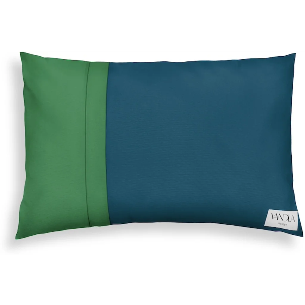 Modulare Kissenhülle rechteckig Farbkombinationen mit Petrol in Petrol+Grün Blau+Grün von Vandla design Größe 40x60 cm