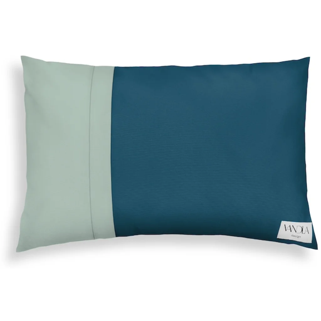 Modulare Kissenhülle rechteckig Farbkombinationen mit Petrol in Petrol+Mint Blau+Grün von Vandla design Größe 40x60 cm