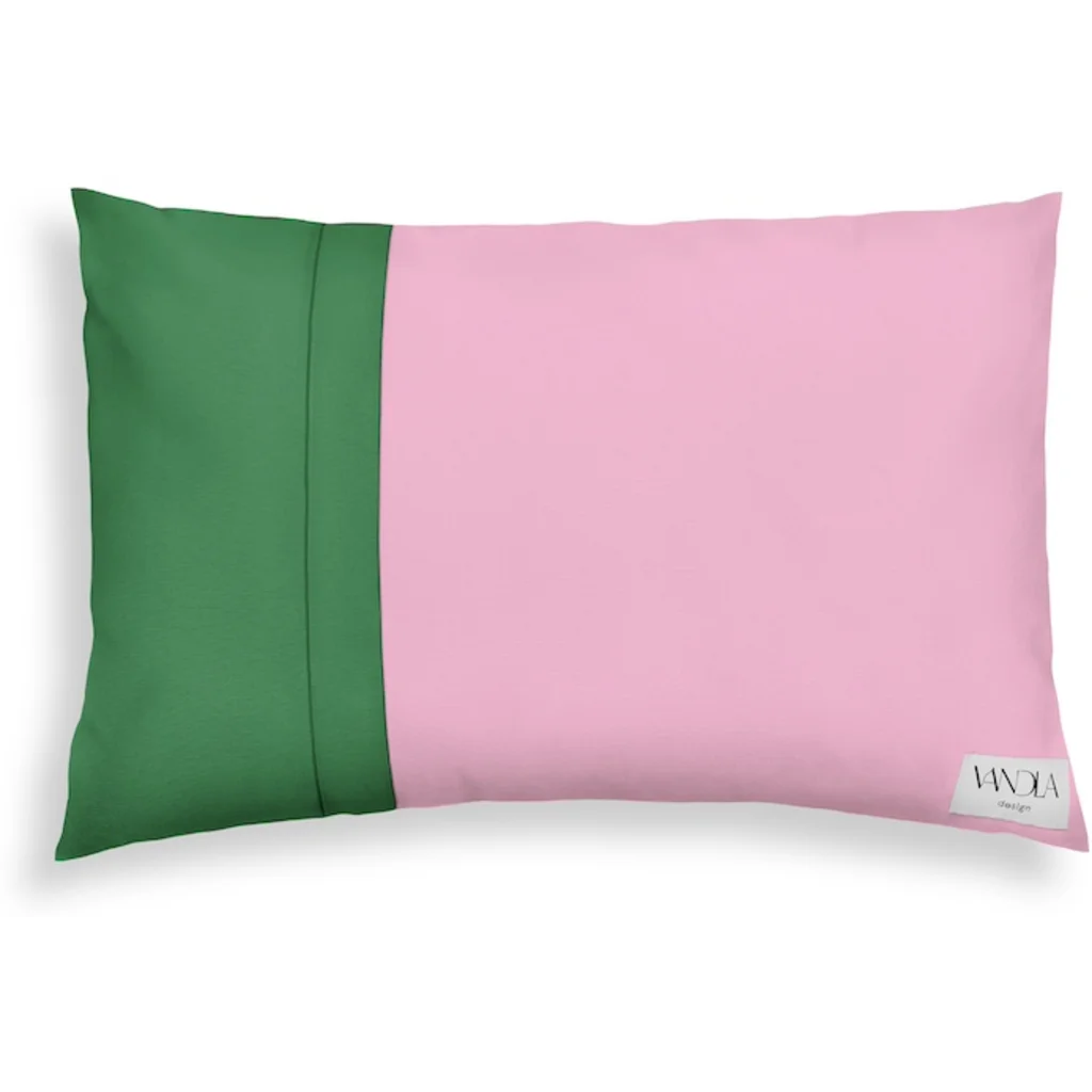 Modulare Kissenhülle rechteckig Farbkombinationen mit Pink in Pink+Grün von Vandla design Größe 40x60 cm