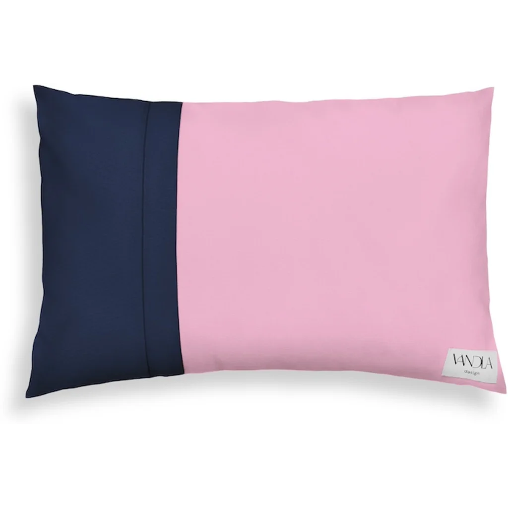 Modulare Kissenhülle rechteckig Farbkombinationen mit Pink in Pink+Marine Pink+Blau von Vandla design Größe 40x60 cm