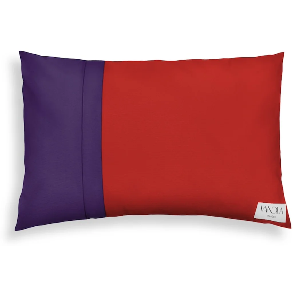 Modulare Kissenhülle rechteckig Farbkombinationen mit Rot in Rot+Lila von Vandla design Größe 40x60 cm