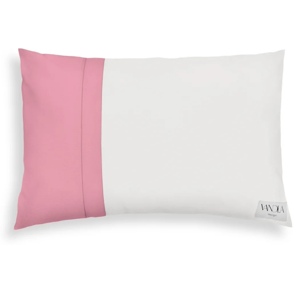 Modulare Kissenhülle rechteckig Farbkombinationen mit Weiß in Weiß+Altrosa Weiß+Rosa von Vandla design Größe 40x60 cm