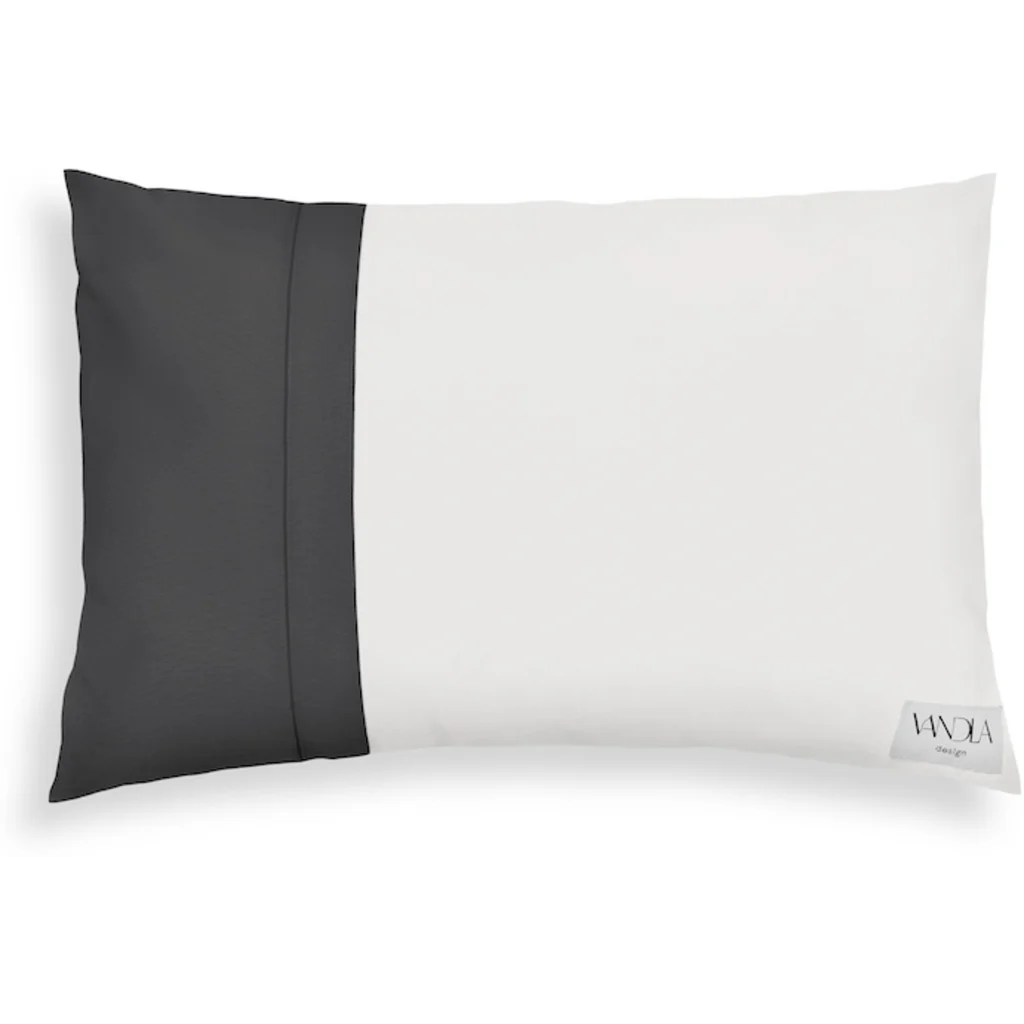 Modulare Kissenhülle rechteckig Farbkombinationen mit Weiß in Weiß+Anthrazit Weiß+Grau von Vandla design Größe 40x60 cm