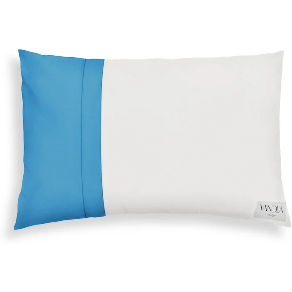 Modulare Kissenhülle rechteckig Farbkombinationen mit Weiß in Weiß+Atlantik Weiß+Blau von Vandla design Größe 40x60 cm