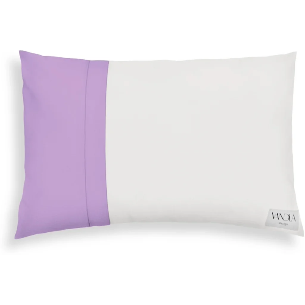 Modulare Kissenhülle rechteckig Farbkombinationen mit Weiß in Weiß+Flieder von Vandla design Größe 40x60 cm