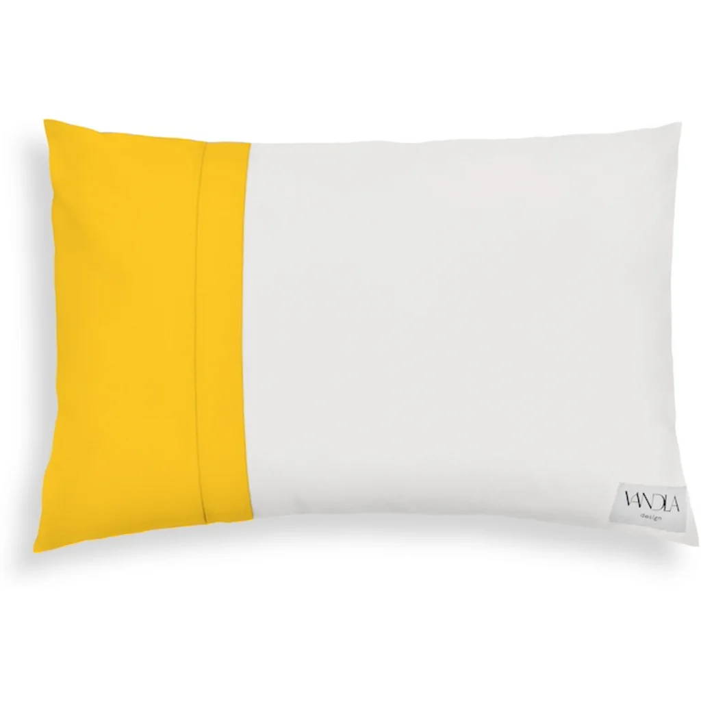 Modulare Kissenhülle rechteckig Farbkombinationen mit Weiß in Weiß+Gelb von Vandla design Größe 40x60 cm