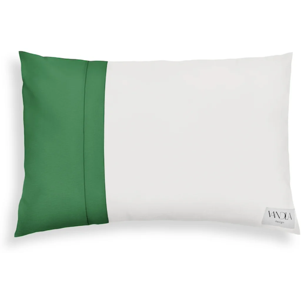 Modulare Kissenhülle rechteckig Farbkombinationen mit Weiß in Weiß+Grün von Vandla design Größe 40x60 cm