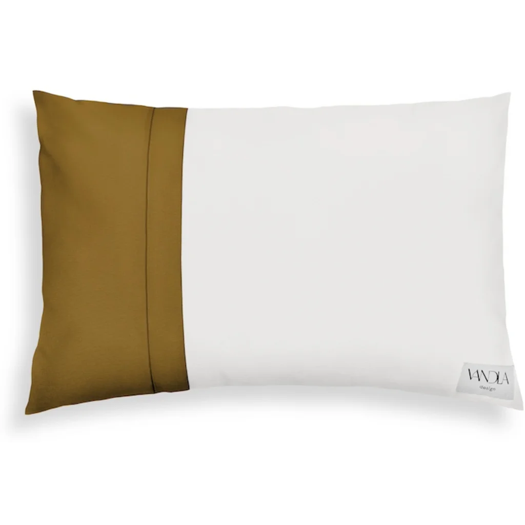 Modulare Kissenhülle rechteckig Farbkombinationen mit Weiß in Weiß+Hellbraun Weiß+Braun von Vandla design Größe 40x60 cm